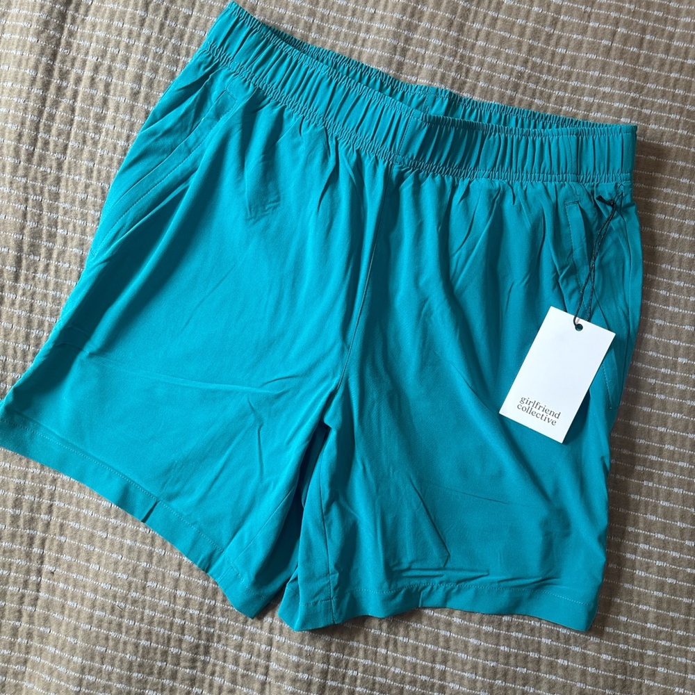 NWT Girlfriend Collective Long Trail Shorts Blue Size Small (6" Inseam) RETIRED